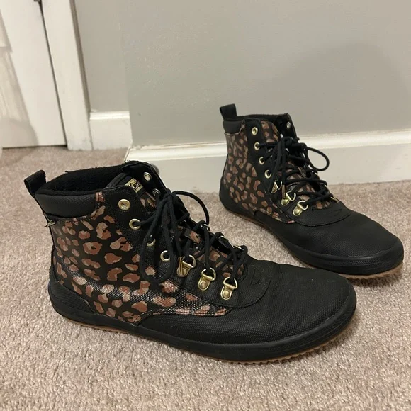 Keds Leopard Print High-Top Rain Boots Size 10 with dream foam - Picture 1 of 9
